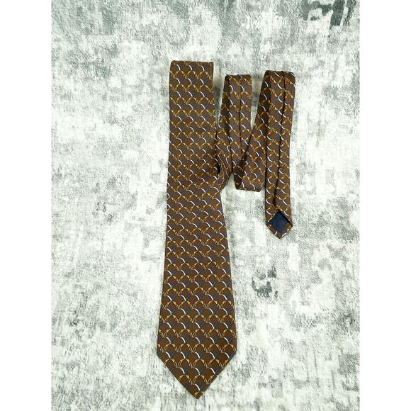 Brown Geometric Silk Tie – Brooks Brothers Makers – NWOT - Picture 1 of 4